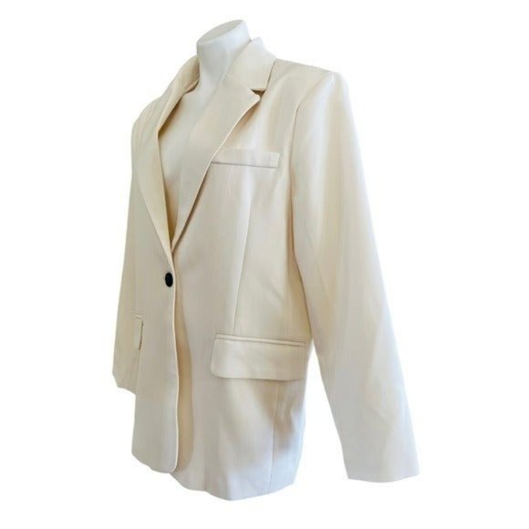SILK & SALT One Button Long Blazer Ecru Size L NEW - Picture 5 of 10
